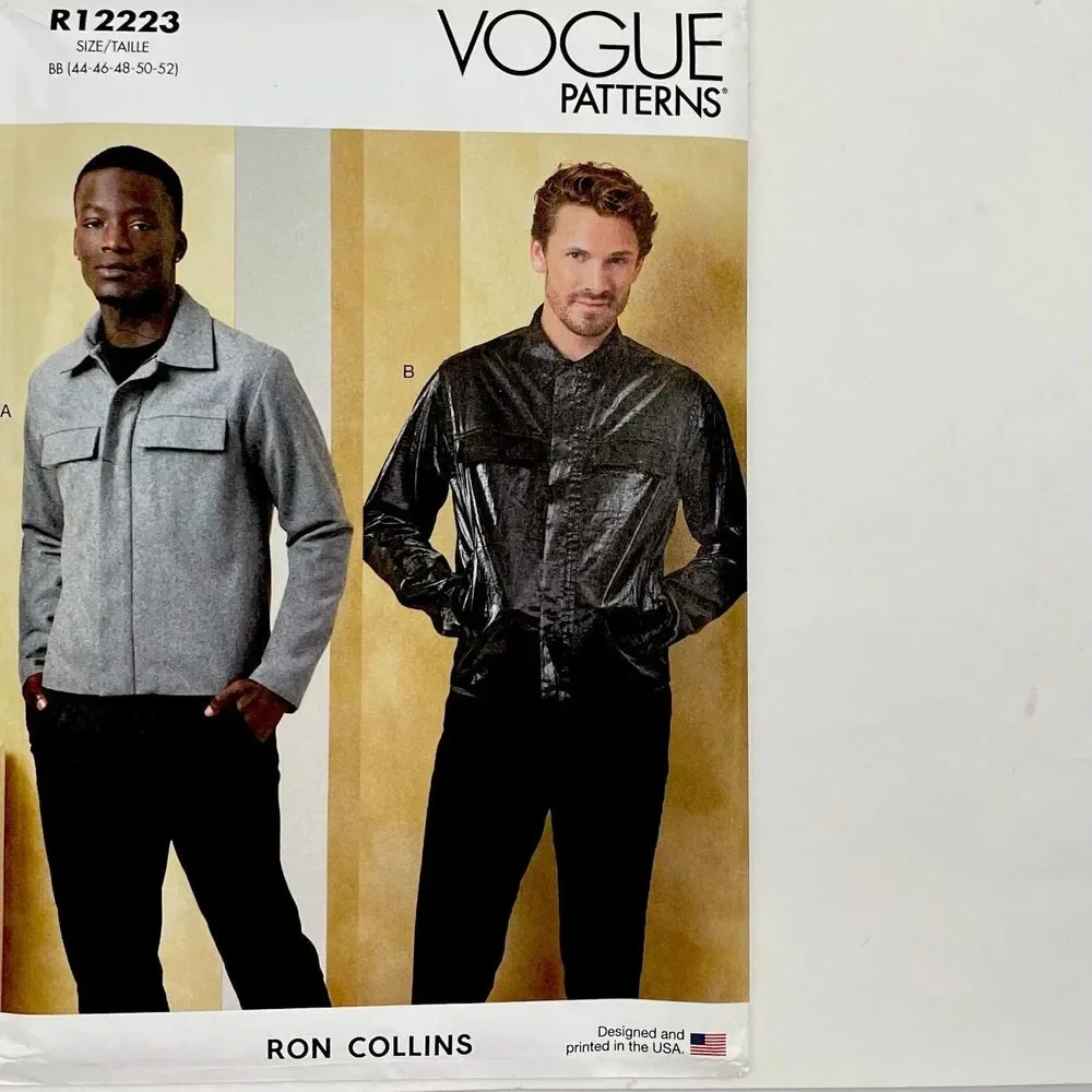 Pattern Men's Sz BB(44-52) Fitted Lined Jacket Ron Collins Vogue R12223 New/Unc